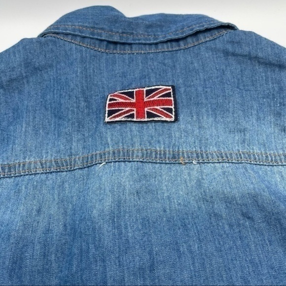Vintage American Flag Denim Shirt S Womens Top Shirt Stars Stripes Patriotic - Picture 7 of 9